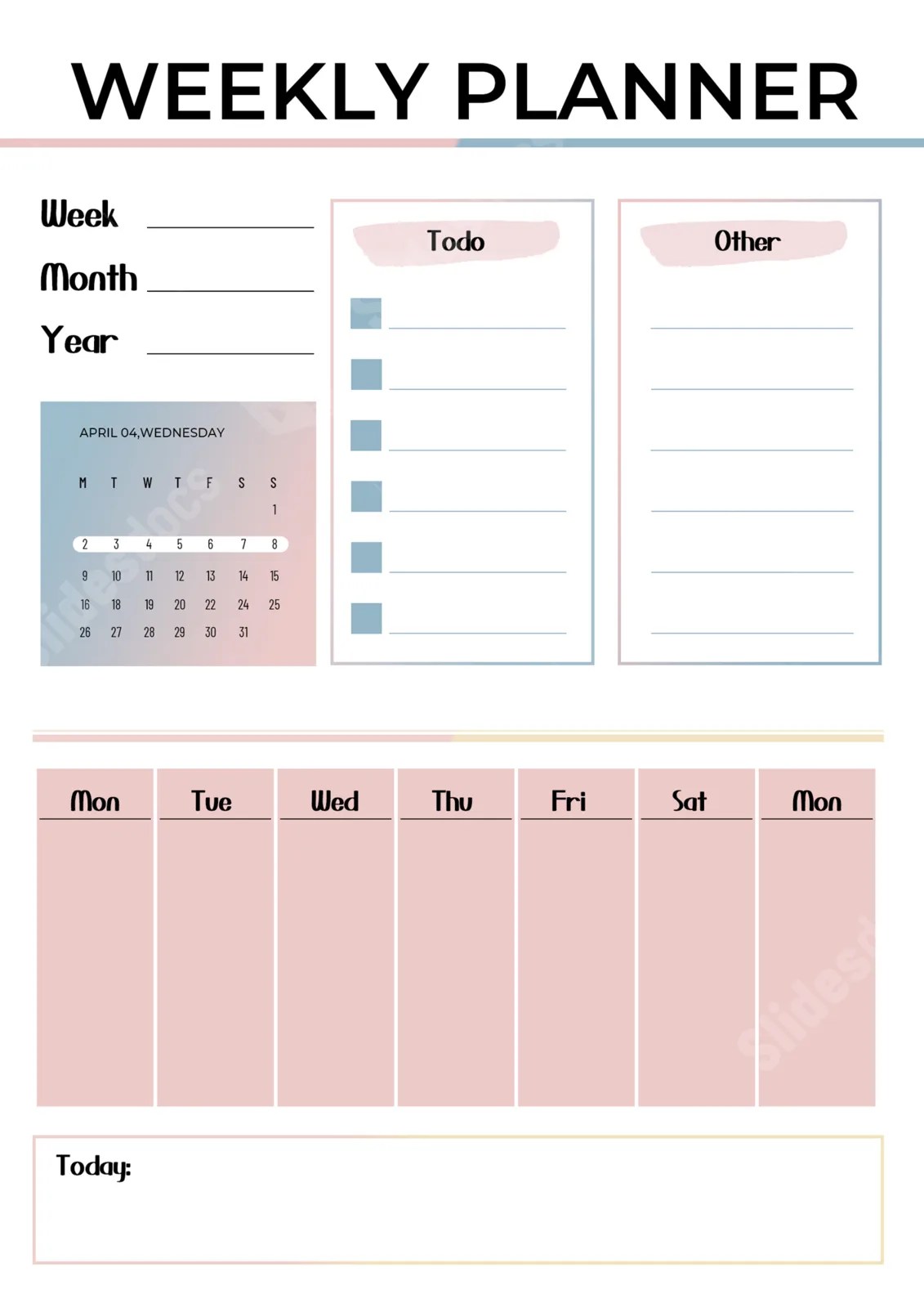 Gradient One Week Schedule In Geometric Modern Style Word Template And