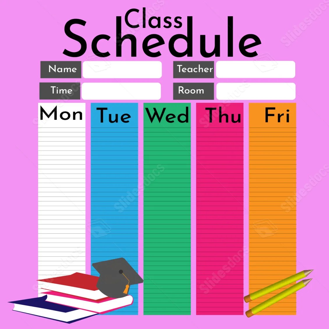 Pink Schedule Week Table Class Word Template And Google Docs For Free
