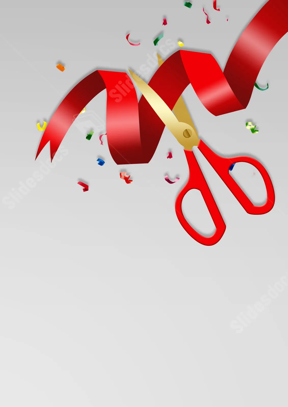 Ribbon Cutting Ceremony With Scissors And Confetti At The Grand Opening