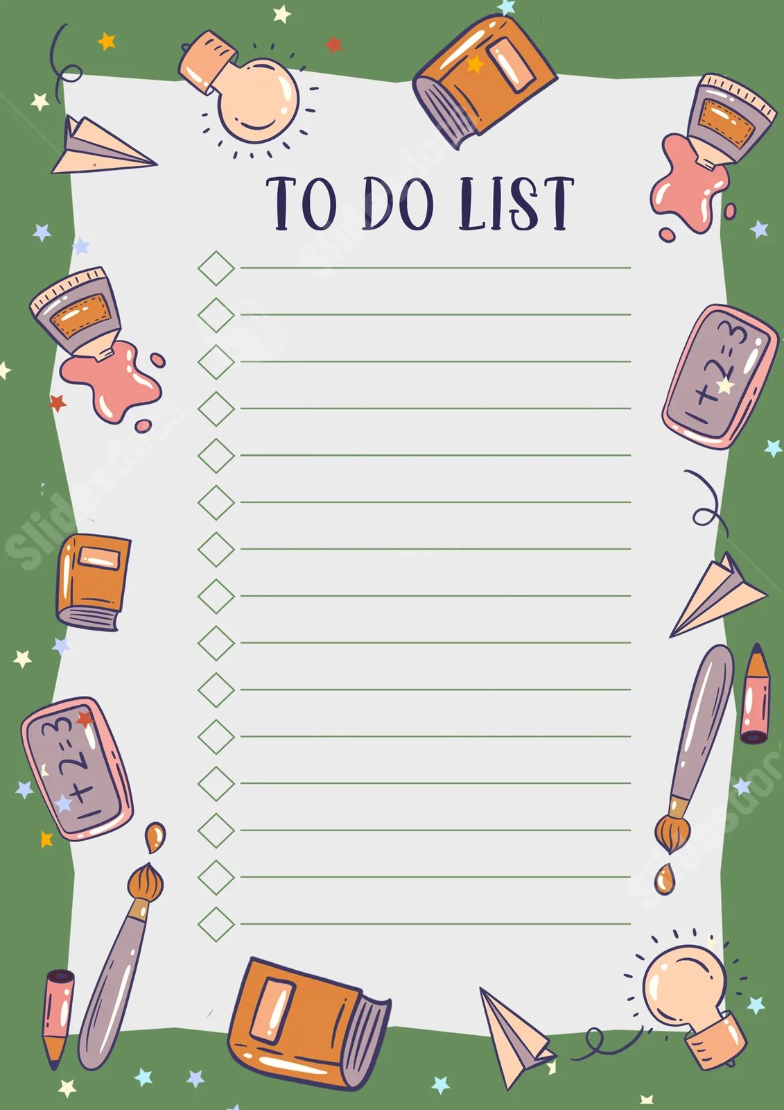Study Checklist With Stationery Essentials Word Template And Google