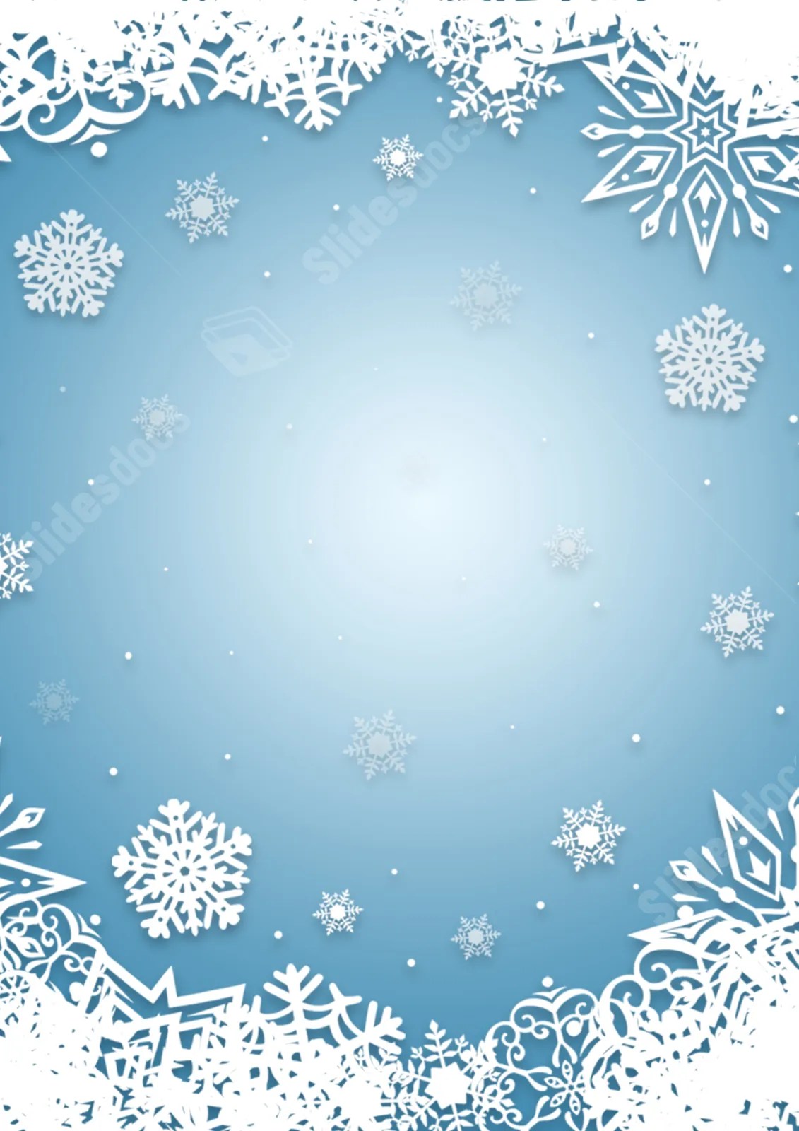 Winter's Blue Snowflake Page Border Background Word Template And Google Docs For Free Download
