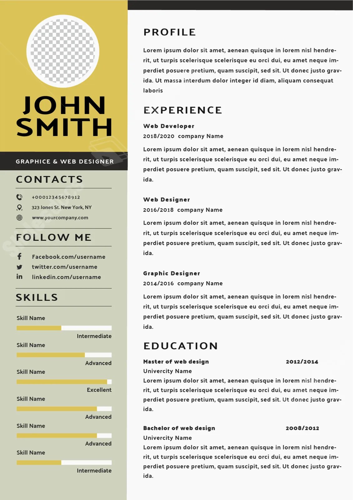 Yellow Resume Creating A Character Profile For Recruitment Word