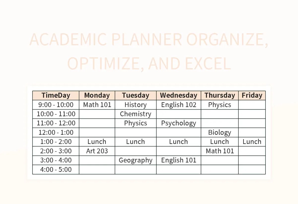 Free Academic Planner Templates For Google Sheets And Microsoft Excel