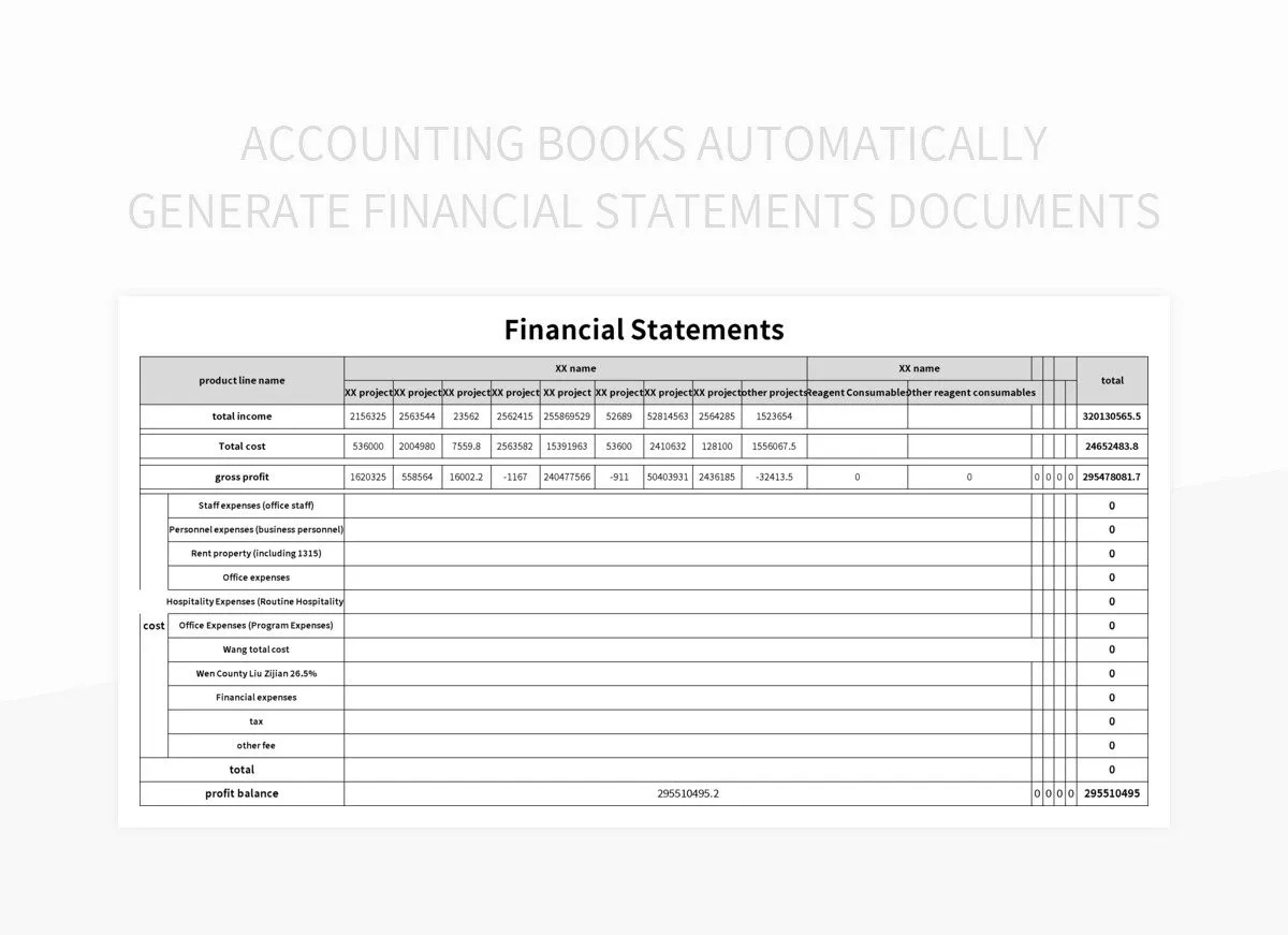 Accounting Books Automatically Generate Financial Statements Documents