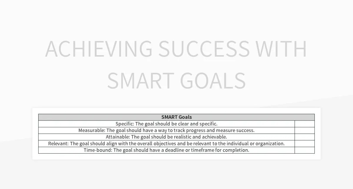 Achieving Success With Smart Goals Excel Template And Google Sheets
