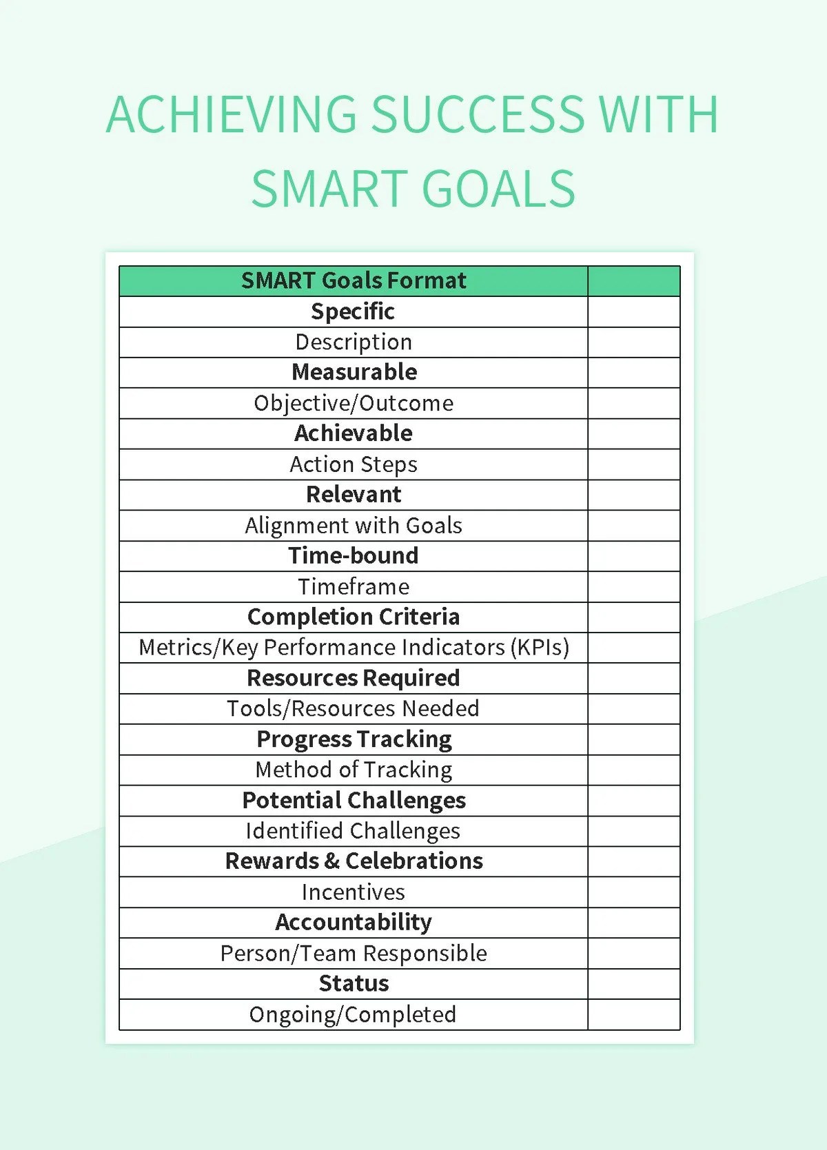 Achieving Success With SMART Goals Excel Template And Google Sheets File For Free Download