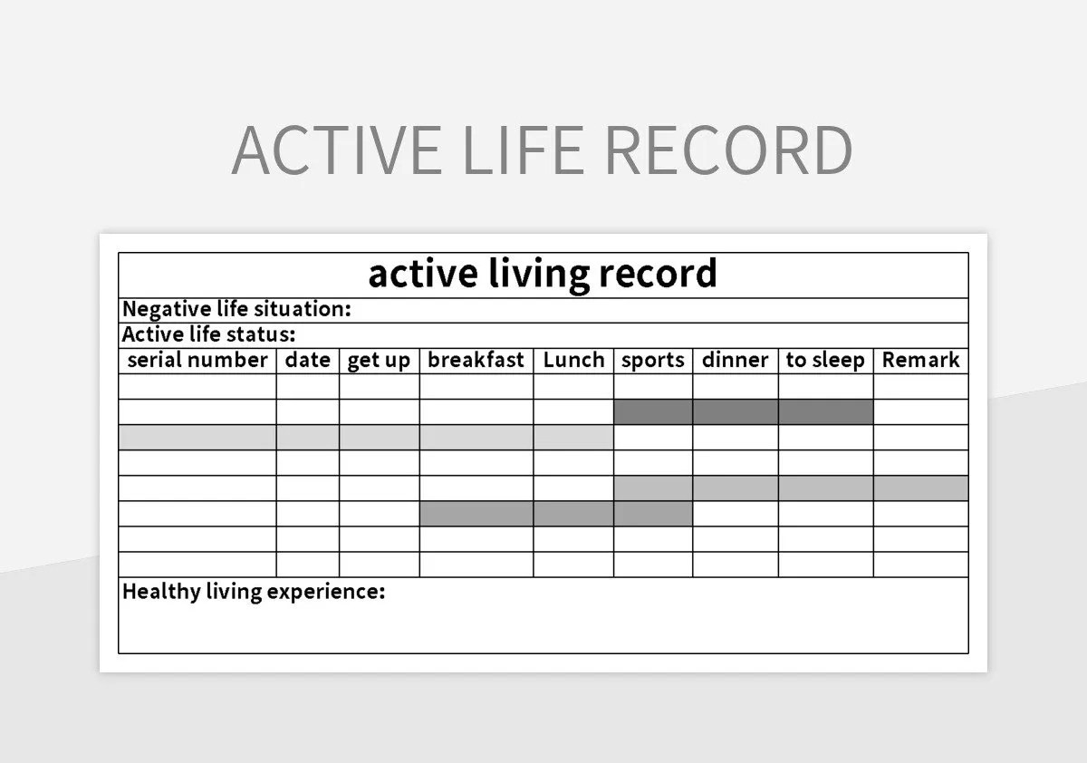 Active Life Record Form Excel Template And Google Sheets File For Free