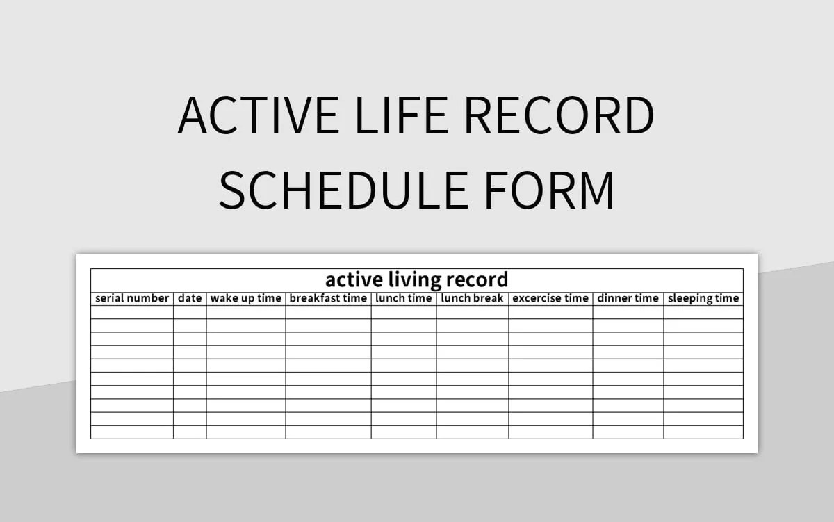 Active Life Record Form Excel Template And Google Sheets File For Free