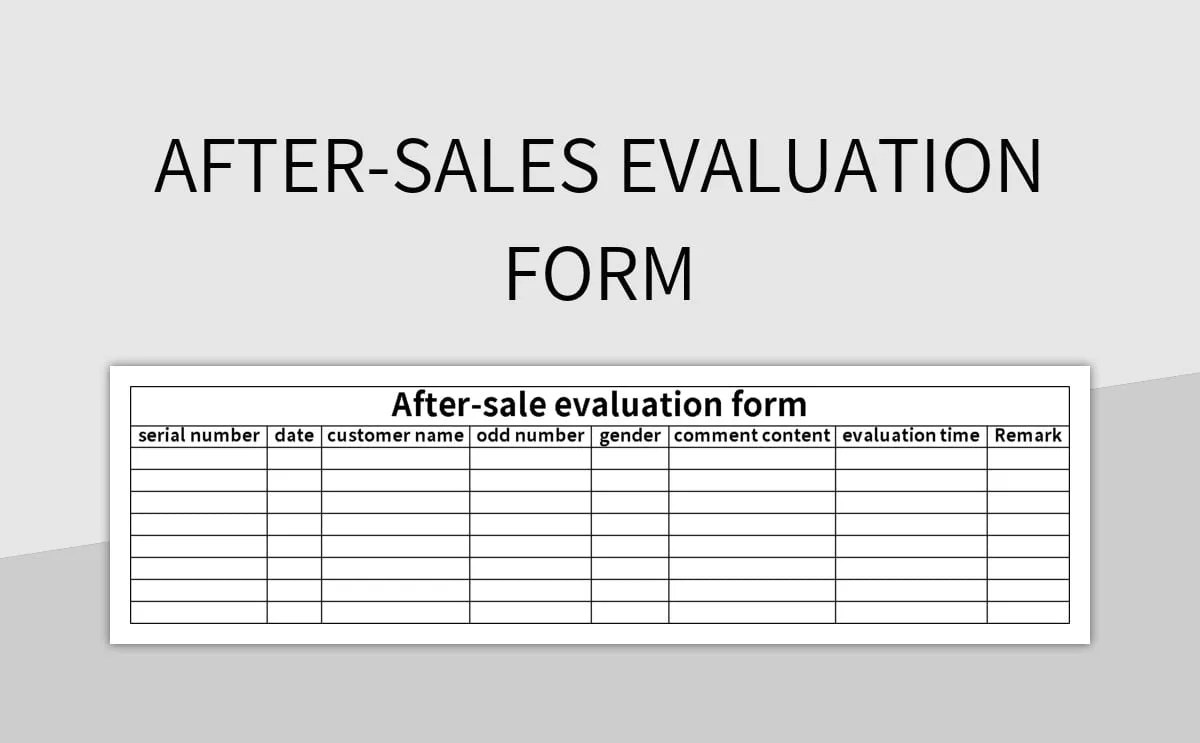 Aftersales Evaluation Form Excel Template And Google Sheets File For