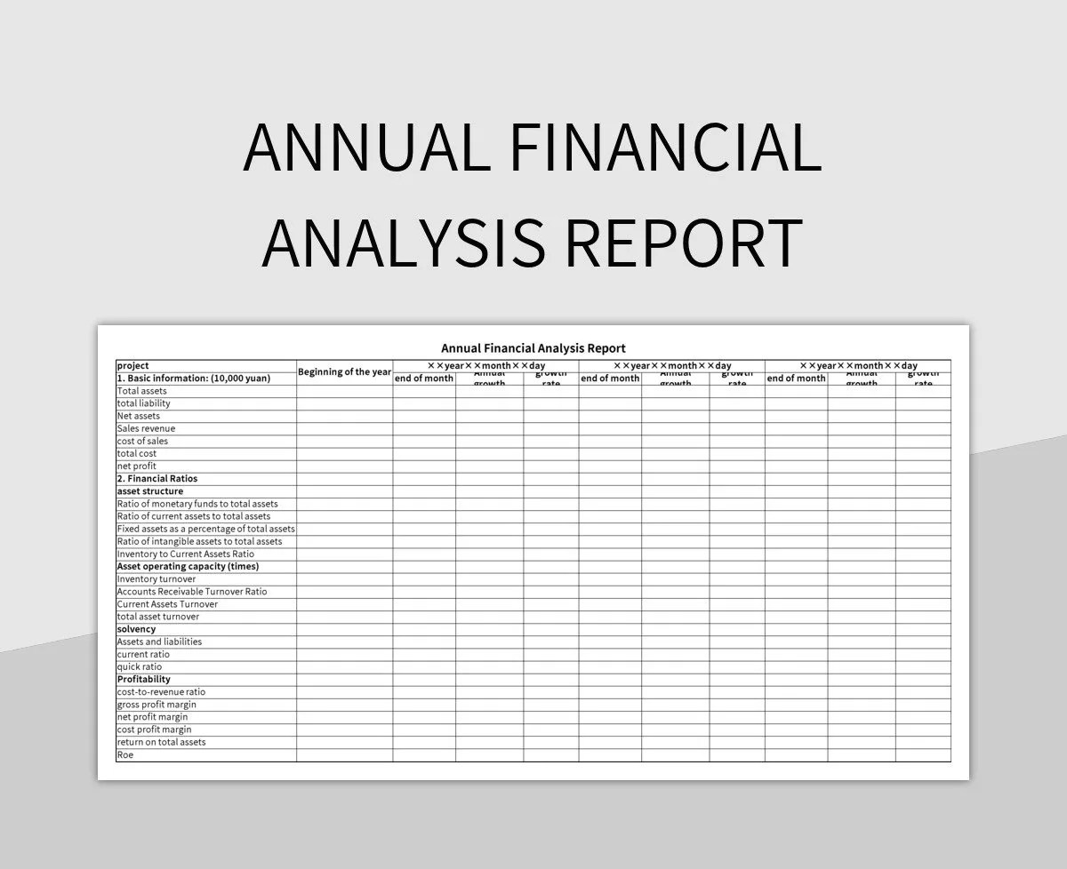 Annual Financial Analysis Report Excel Template And Google Sheets File