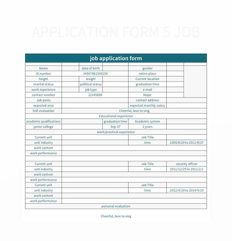 Free Job Application Form Templates For Google Sheets And Microsoft
