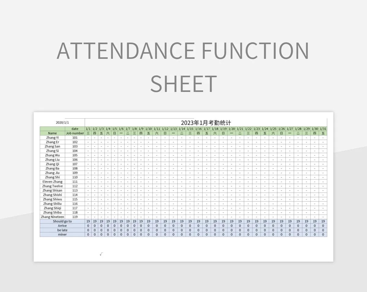 Attendance Function Sheet Excel Template And Google Sheets File For Free Download Slidesdocs