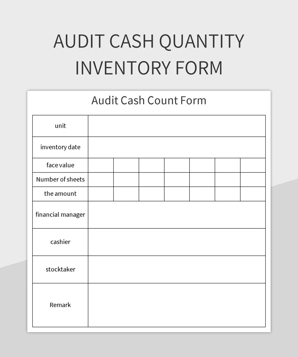 Audit Cash Quantity Inventory Form Excel Template And Google Sheets