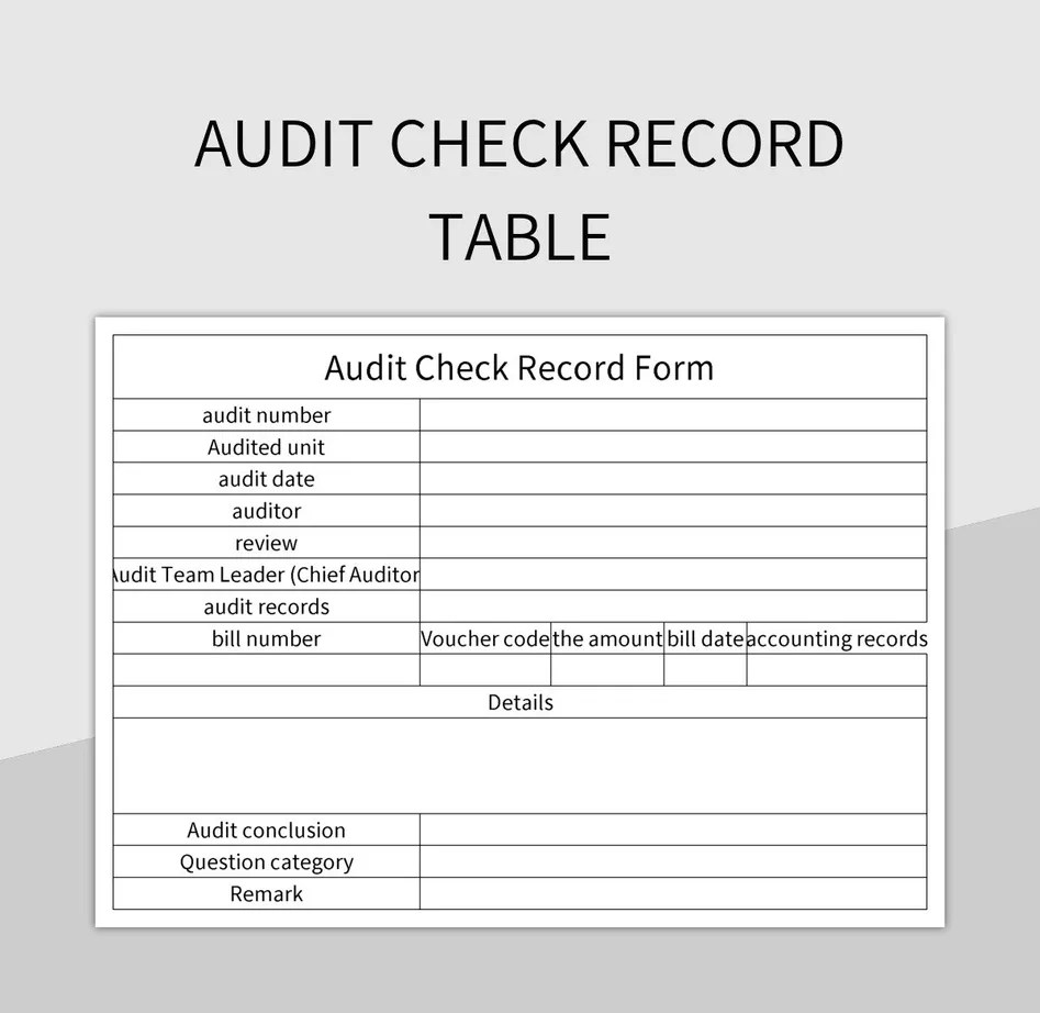 Audit Check Record Table Excel Template And Google Sheets File For Free