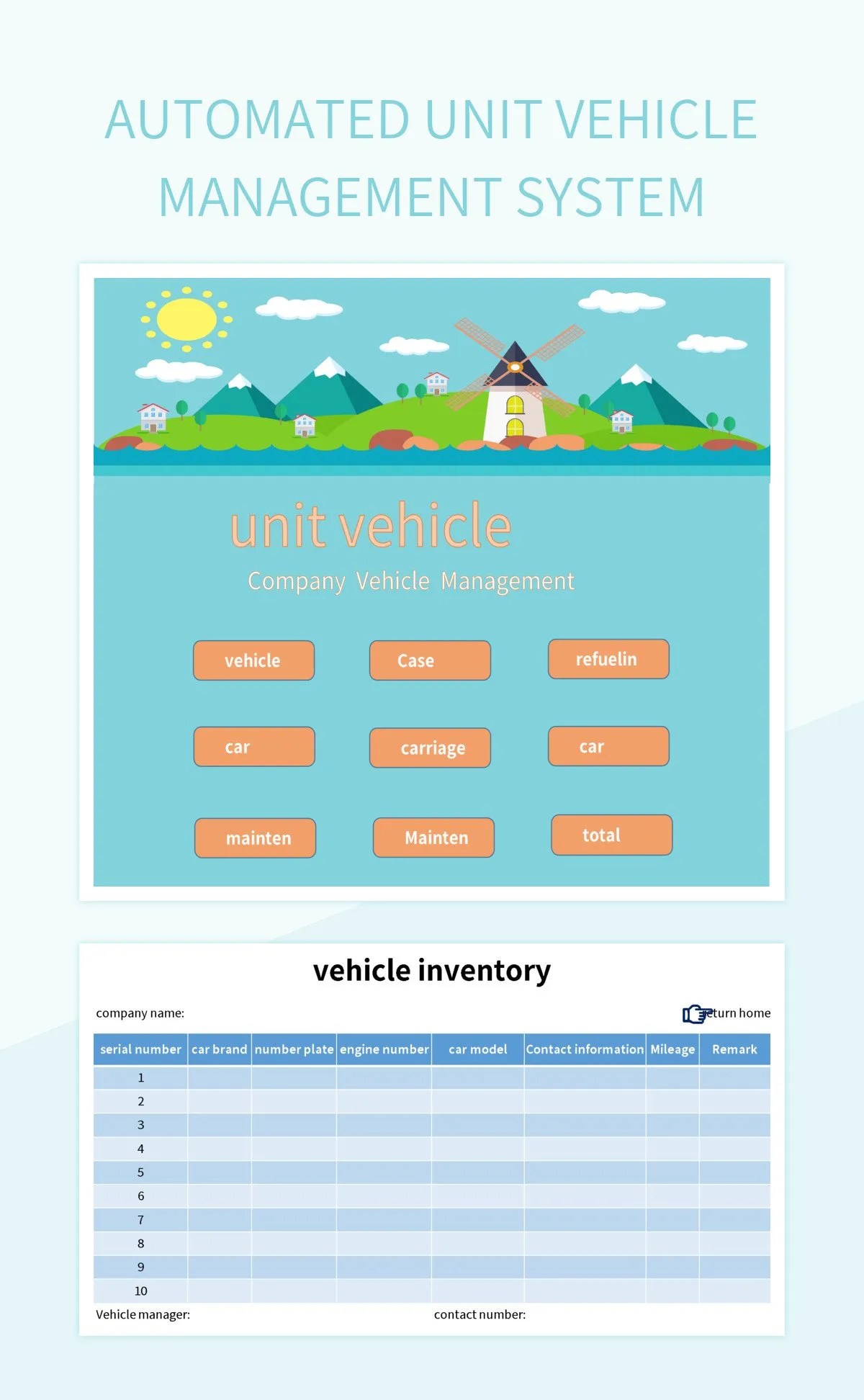 Automated Unit Vehicle Management System Excel Template And Google