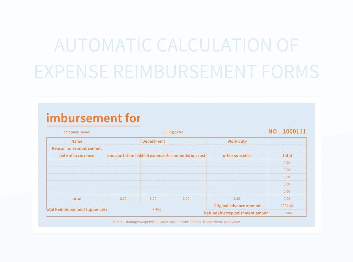 Automatic Calculation Of Expense Reimbursement Forms Excel Template And