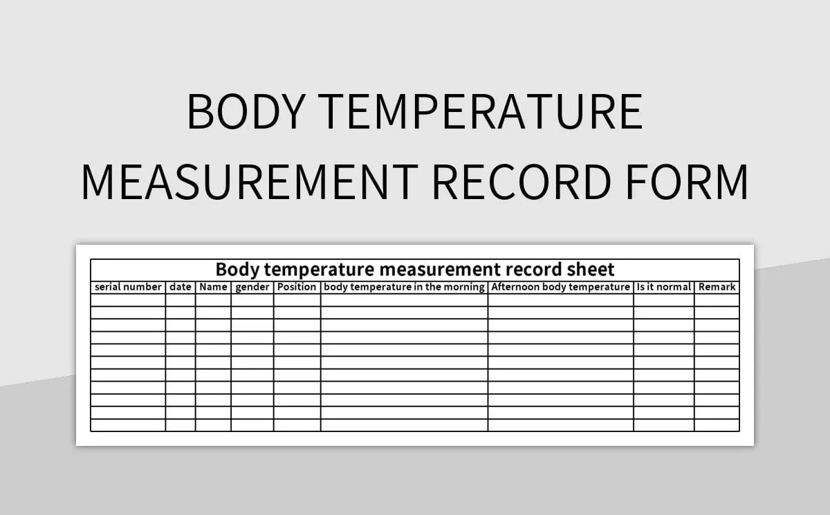 Free Body Temperature Measurement Record Sheet Templates For Google