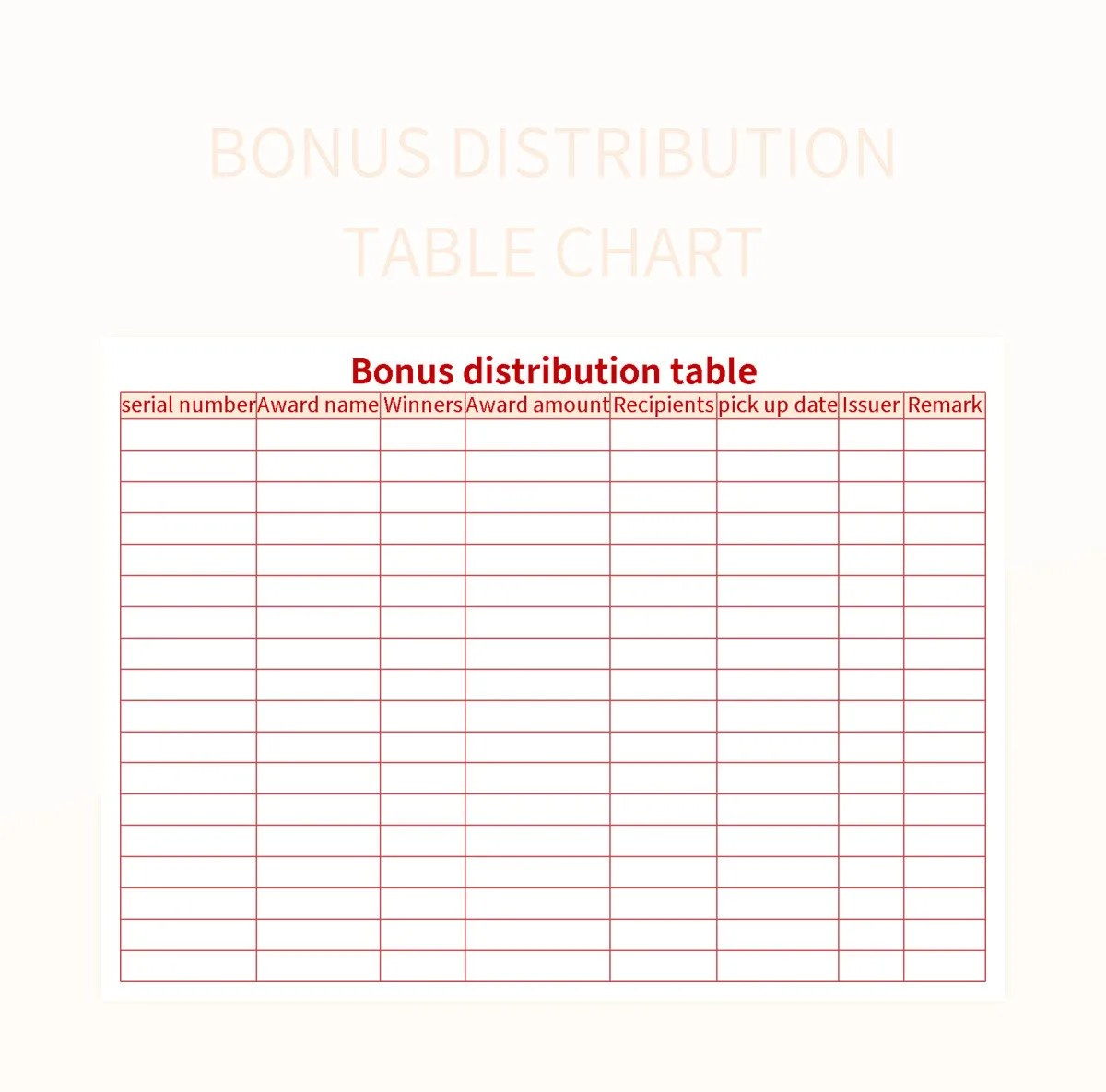 Bonus Distribution Table Chart Excel Template And Google Sheets File