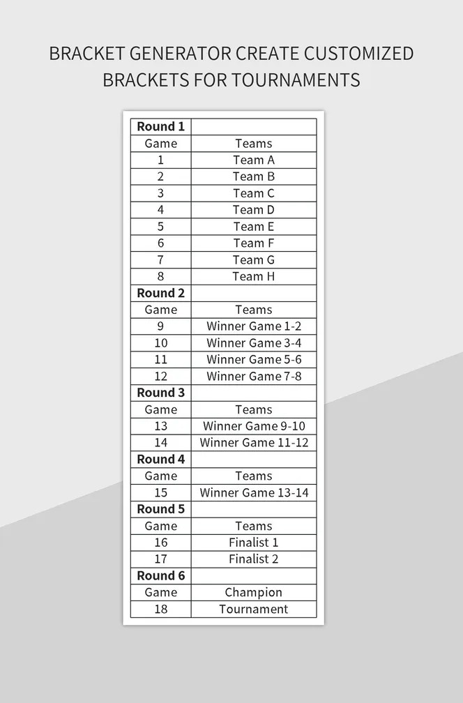 Free Tournament Bracket Templates For Google Sheets And Microsoft Excel Slidesdocs