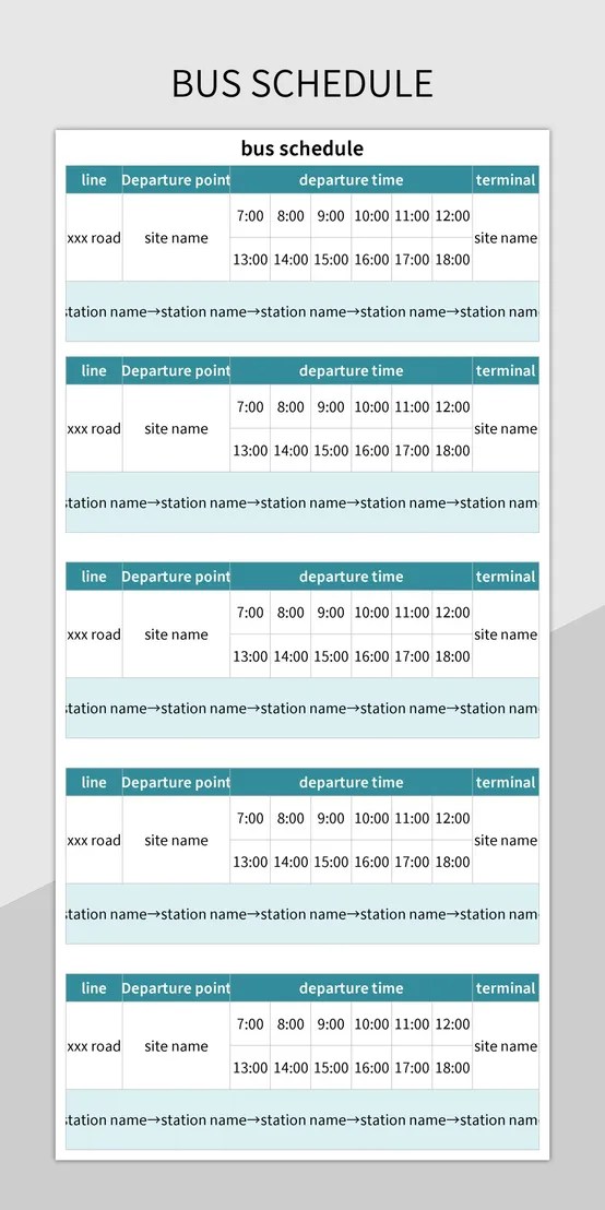 Free Bus Route Templates For Google Sheets And Microsoft Excel Slidesdocs