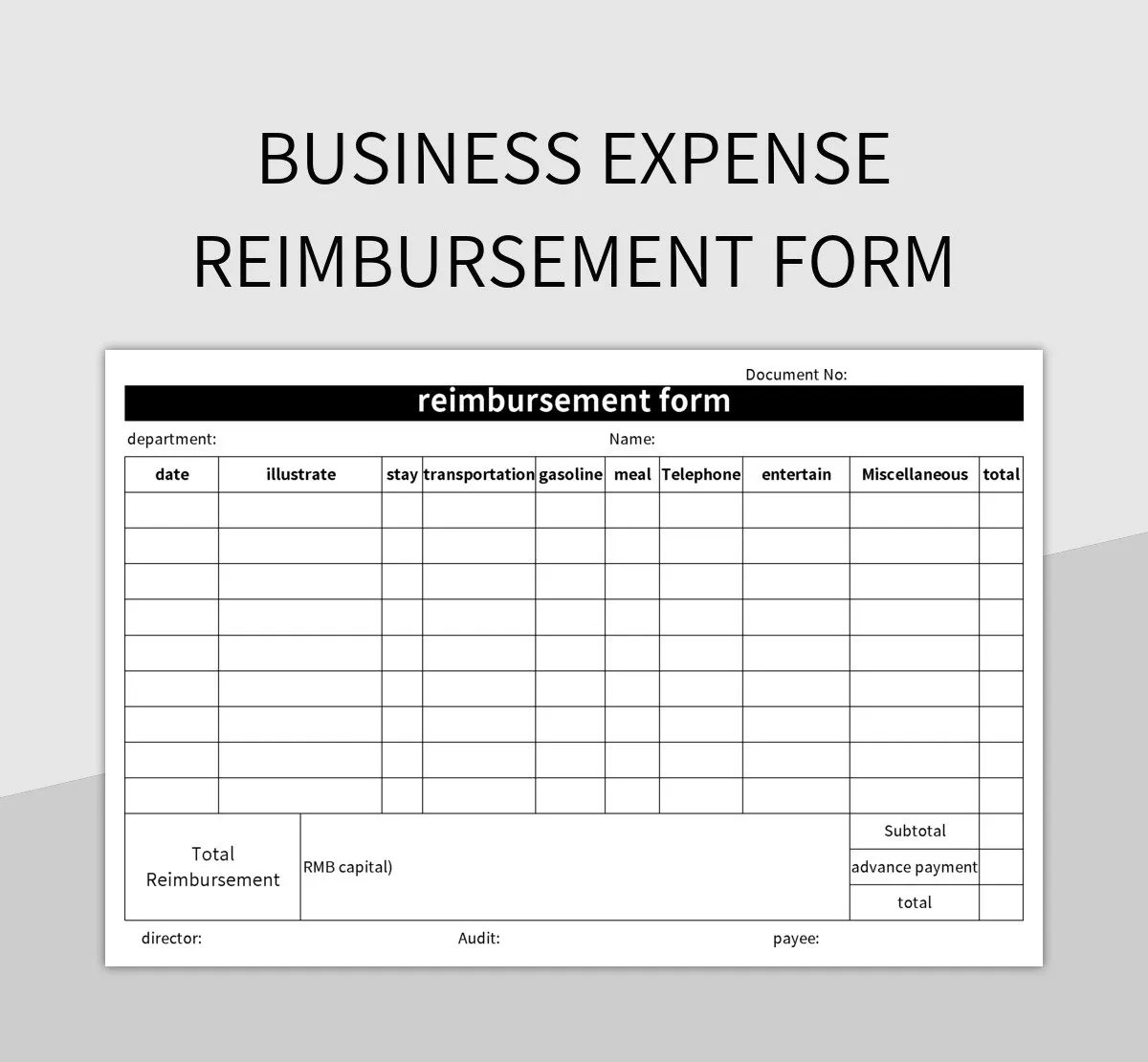 Business Expense Reimbursement Form Excel Template And Google Sheets