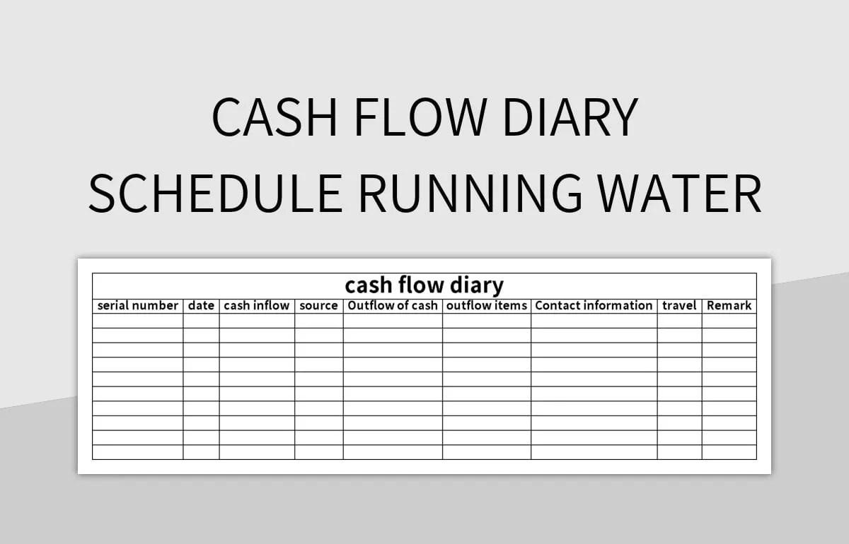 Cash Flow Diary Schedule Running Water Excel Template And Google Sheets