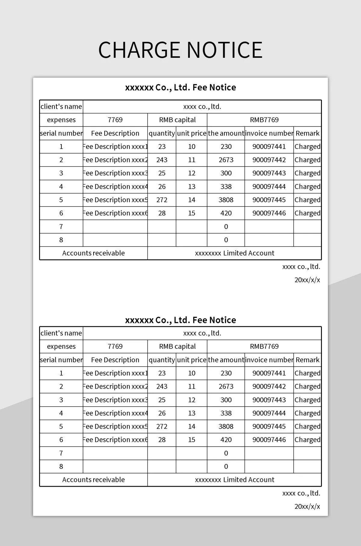 Charge Notice Excel Template And Google Sheets File For Free Download