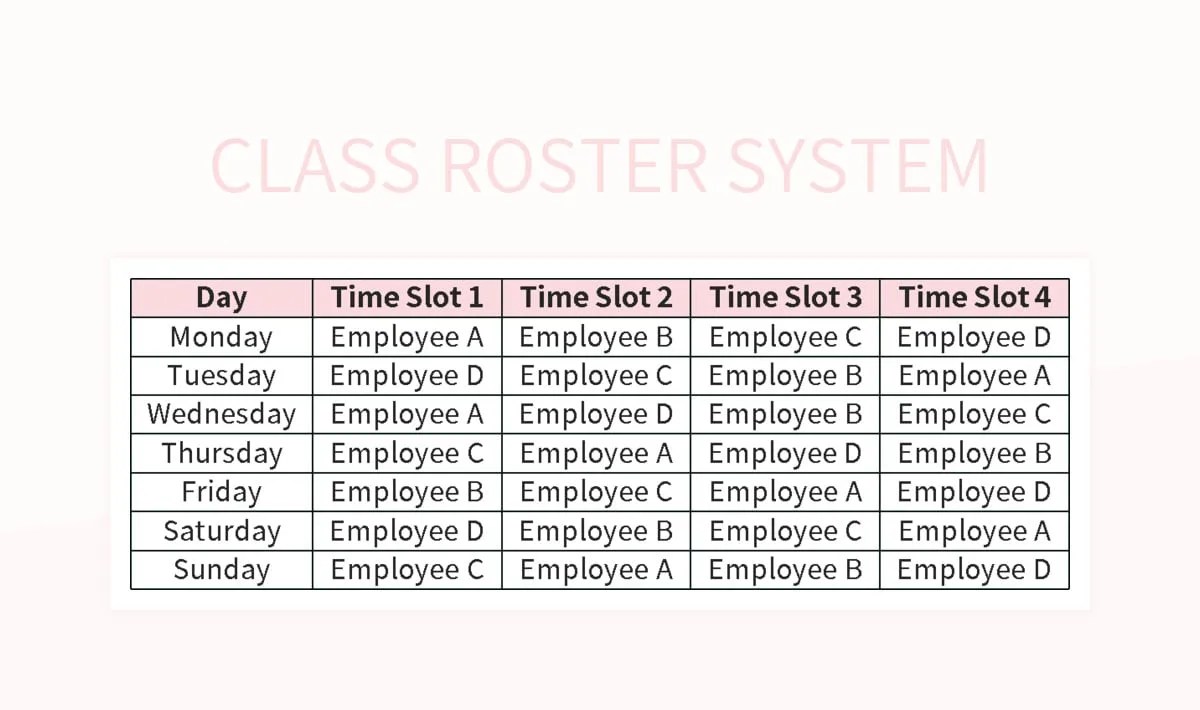 Free Roster System Templates For Google Sheets And Microsoft Excel