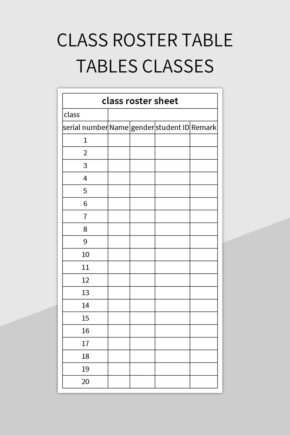 Free Class Roster Table Templates For Google Sheets And Microsoft Excel Slidesdocs