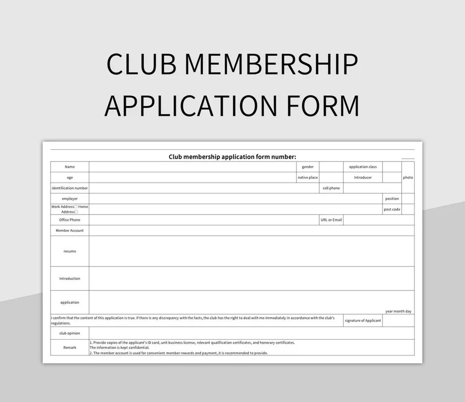 Fitness Club Membership Fee Tracking Record Form Excel Template And