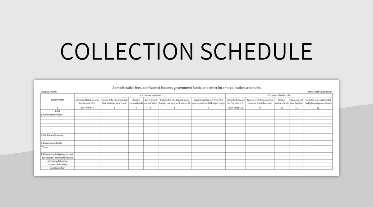 Collection Schedule Excel Template And Google Sheets File For Free