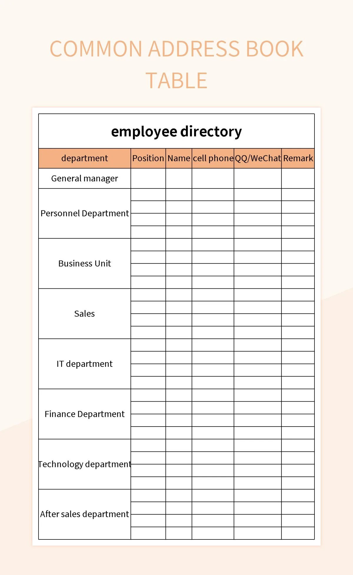 Free Commonly Used Address Book Templates Templates For Google Sheets