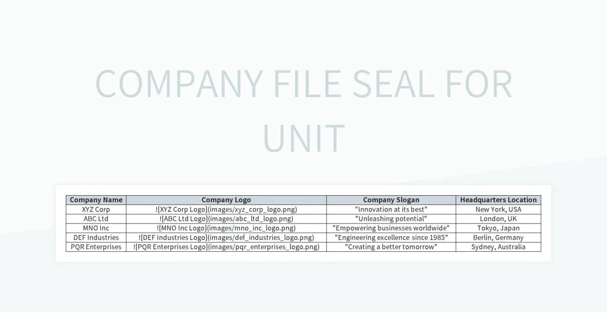 Unit File Seal Strip A Specialized Solution Excel Template And Google