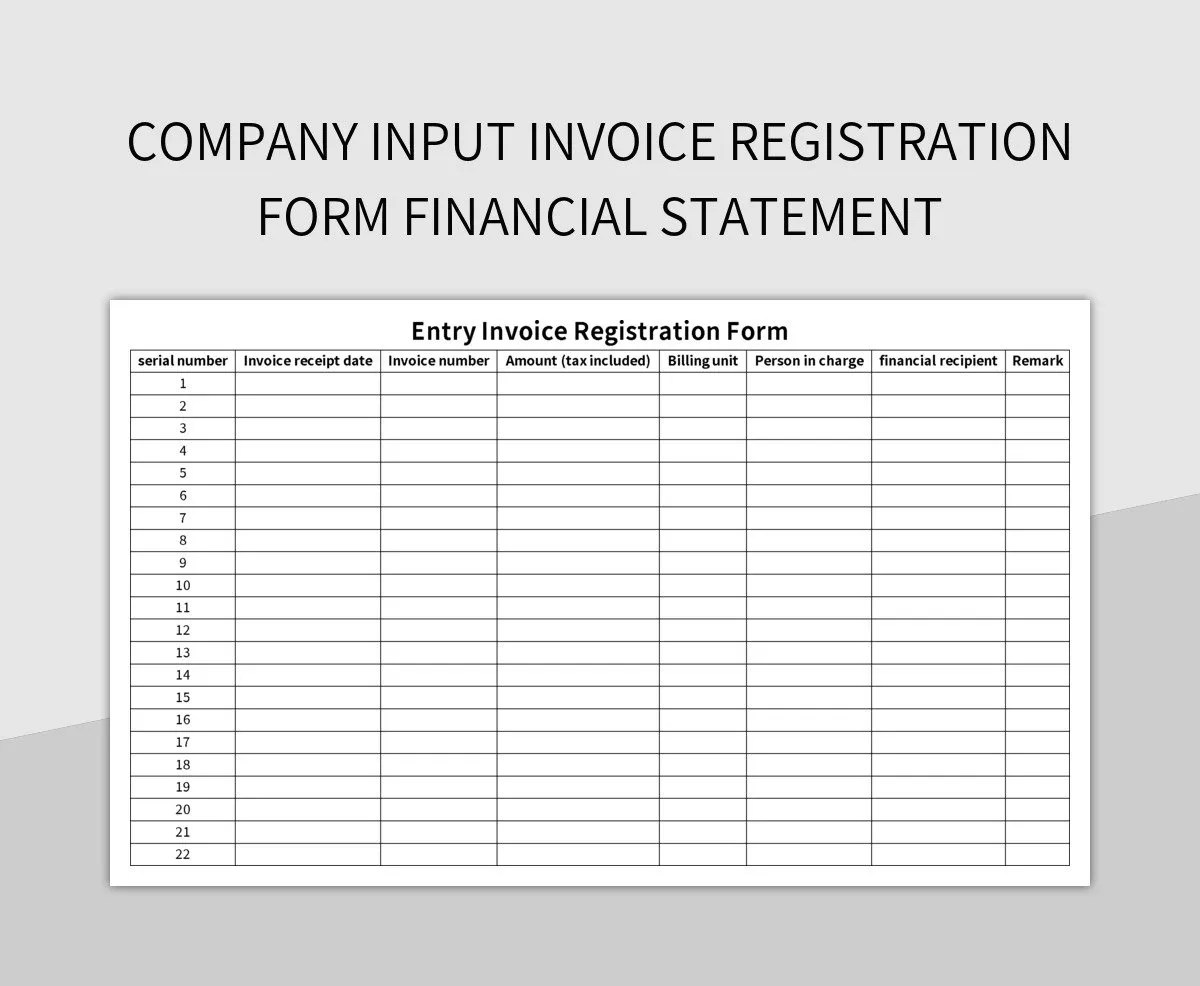 Free Enterprise Input Invoice Registration Templates For Google Sheets