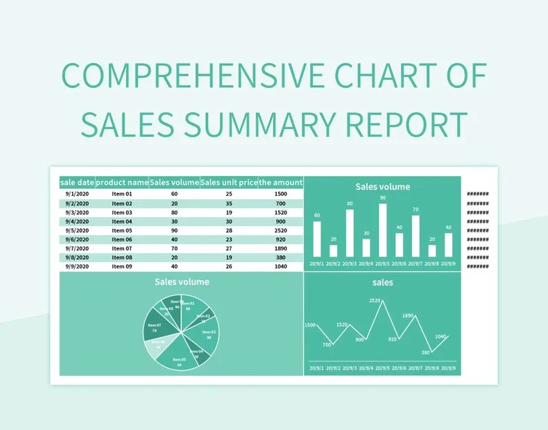Comprehensive Chart Of Sales Summary Report Excel Template And Google