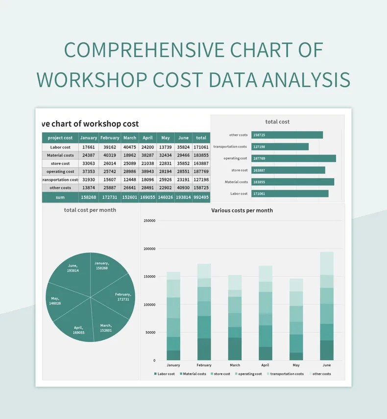 Comprehensive Chart Of Cost Data Analysis Excel Template And Google Sheets File For
