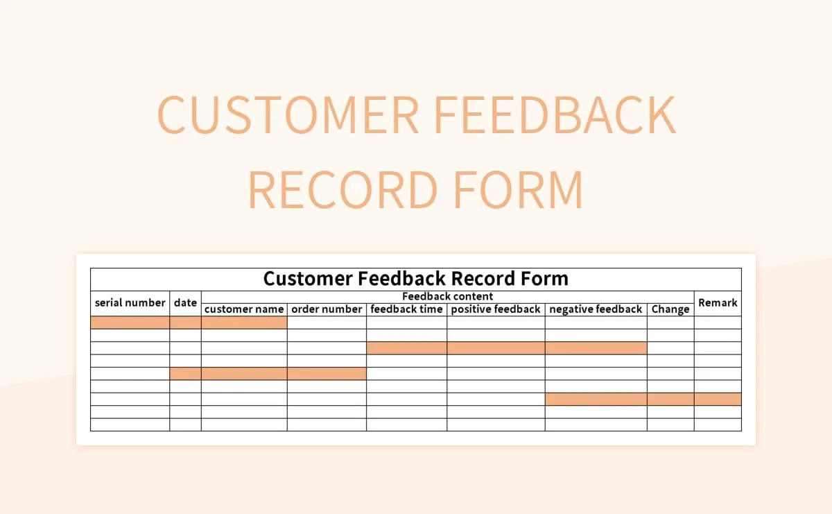 Customer Feedback Record Form Excel Template And Google Sheets File For Free Download Slidesdocs