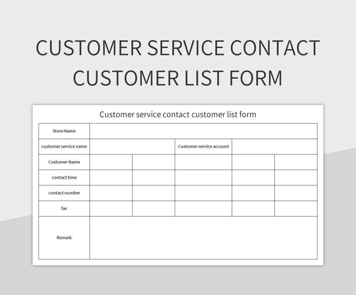 Customer Service Contact Customer List Form Excel Template And Google