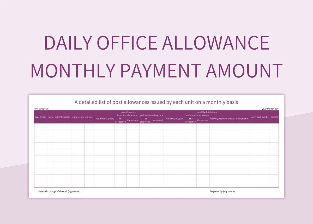 Free Allowance Templates For Google Sheets And Microsoft Excel Slidesdocs