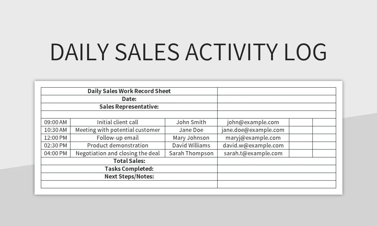 Daily Sales Activity Log Excel Template And Google Sheets File For Free