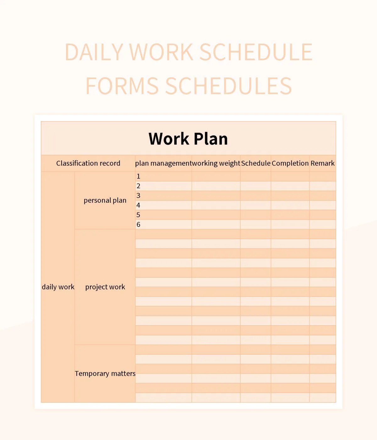Daily Work Schedule Forms Schedules Excel Template And Google Sheets