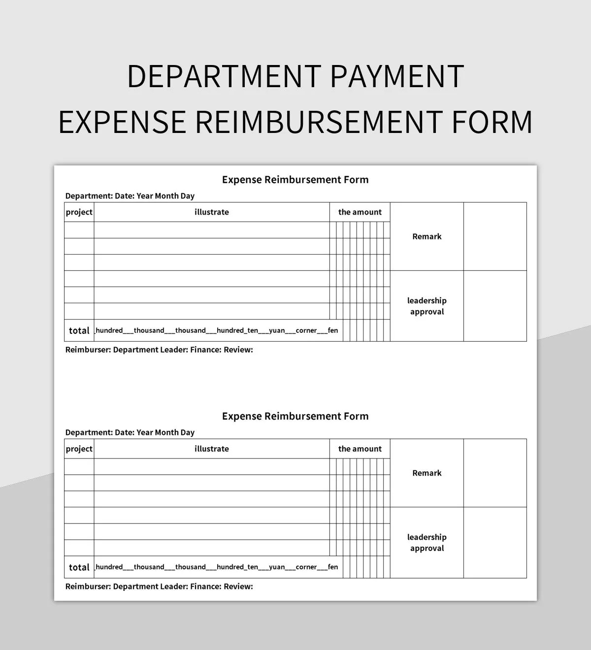 Department Payment Expense Reimbursement Form Excel Template And Google