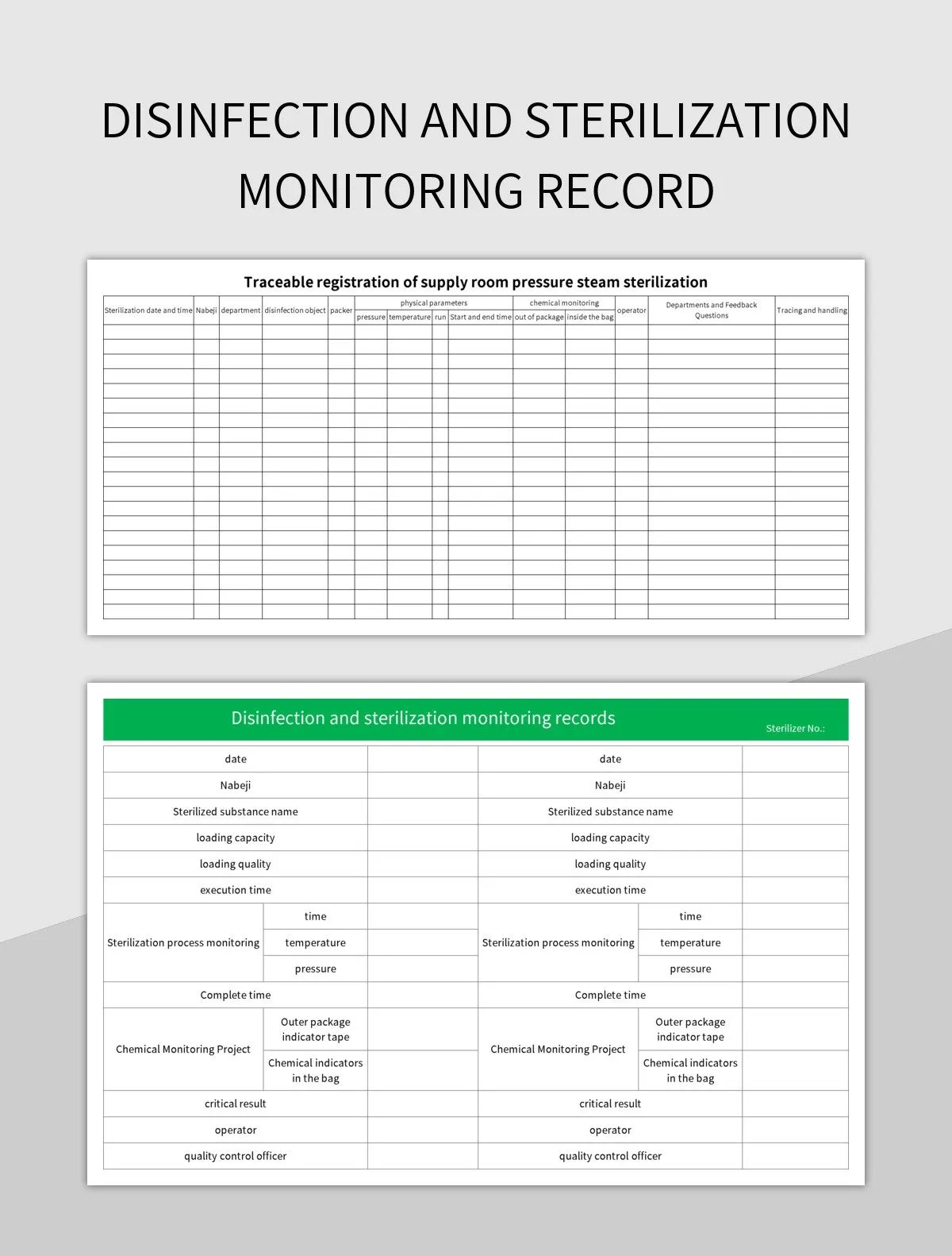Disinfection And Sterilization Monitoring Record Excel Template And