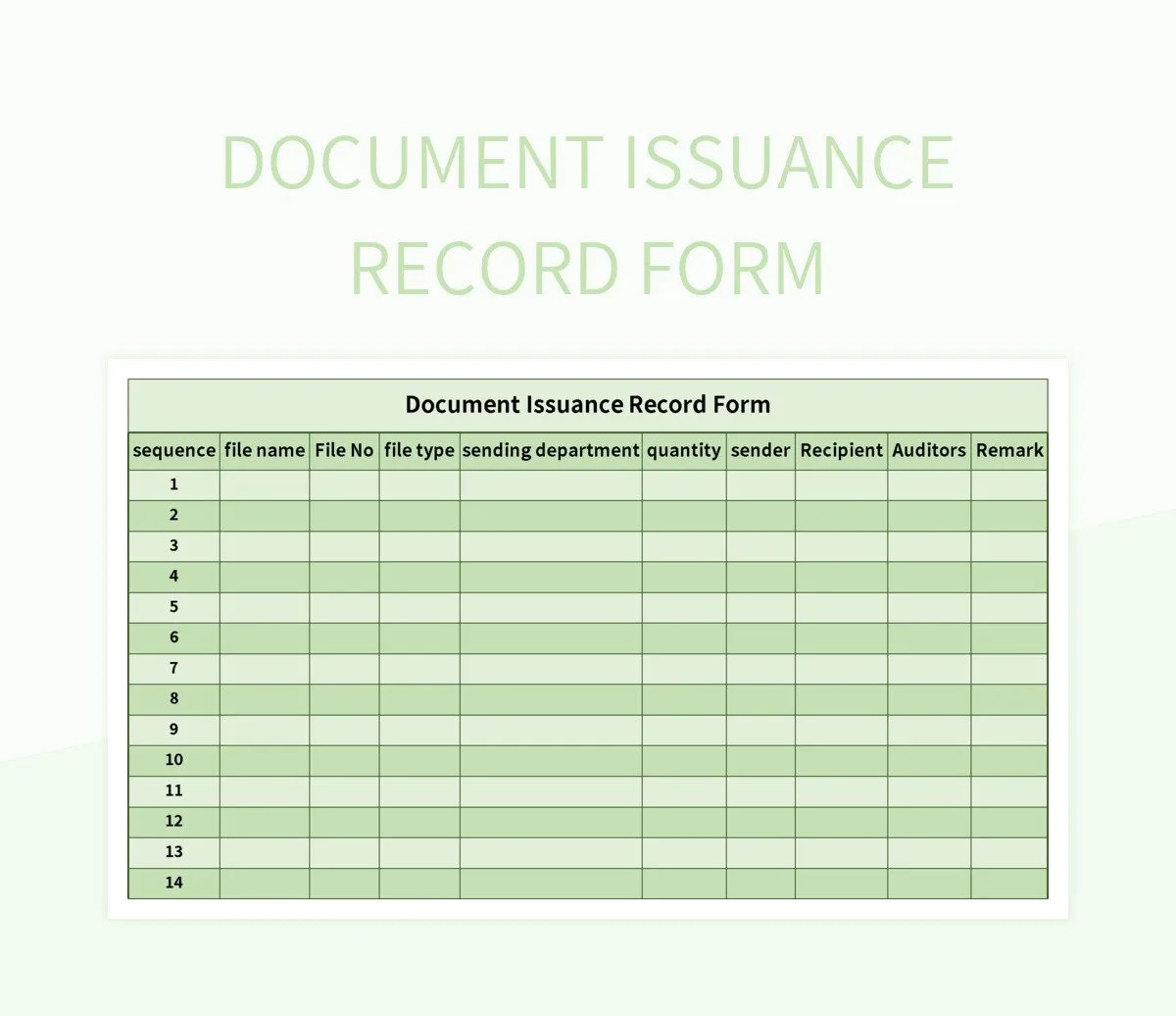 Document Issuance Record Form Excel Template And Google Sheets File For