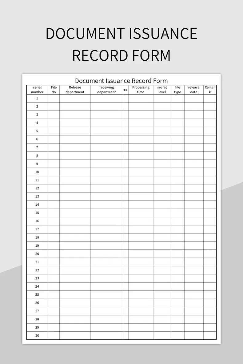 Document Issuance Record Form Excel Template And Google Sheets File For