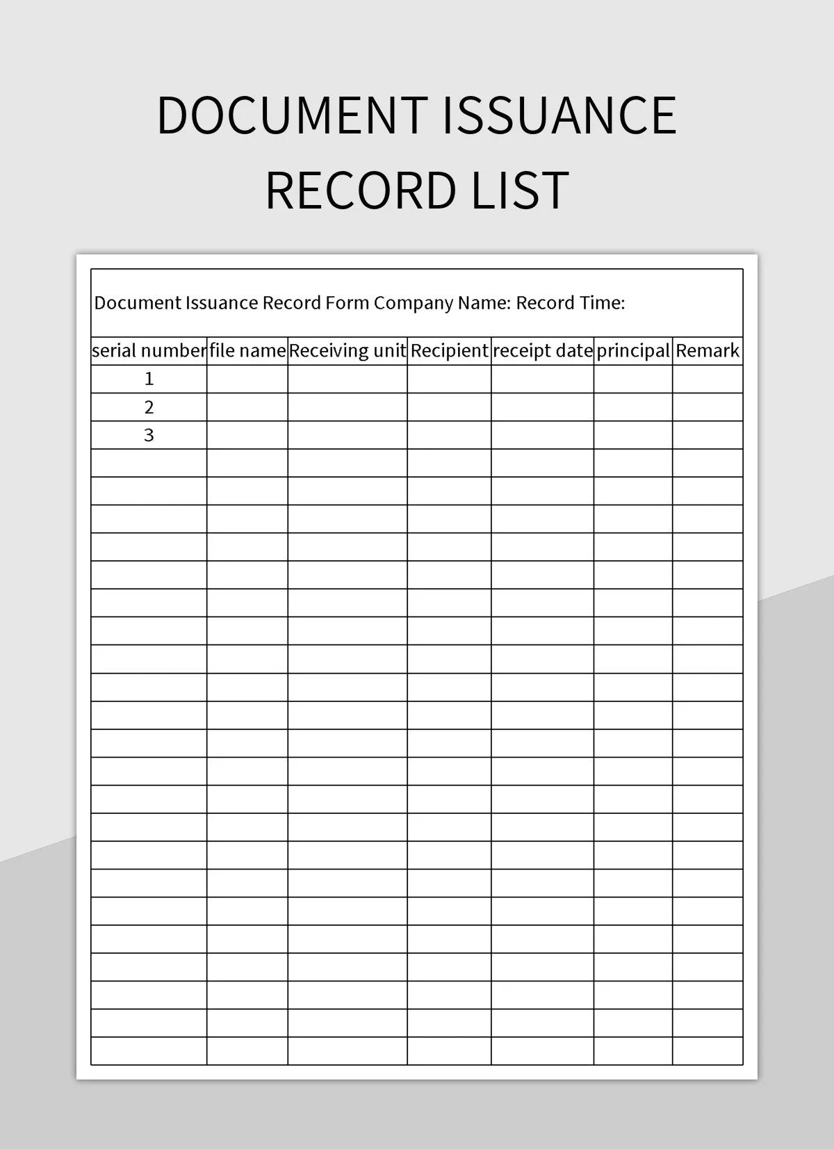 Document Issuance Record List Excel Template And Google Sheets File For Free Download Slidesdocs