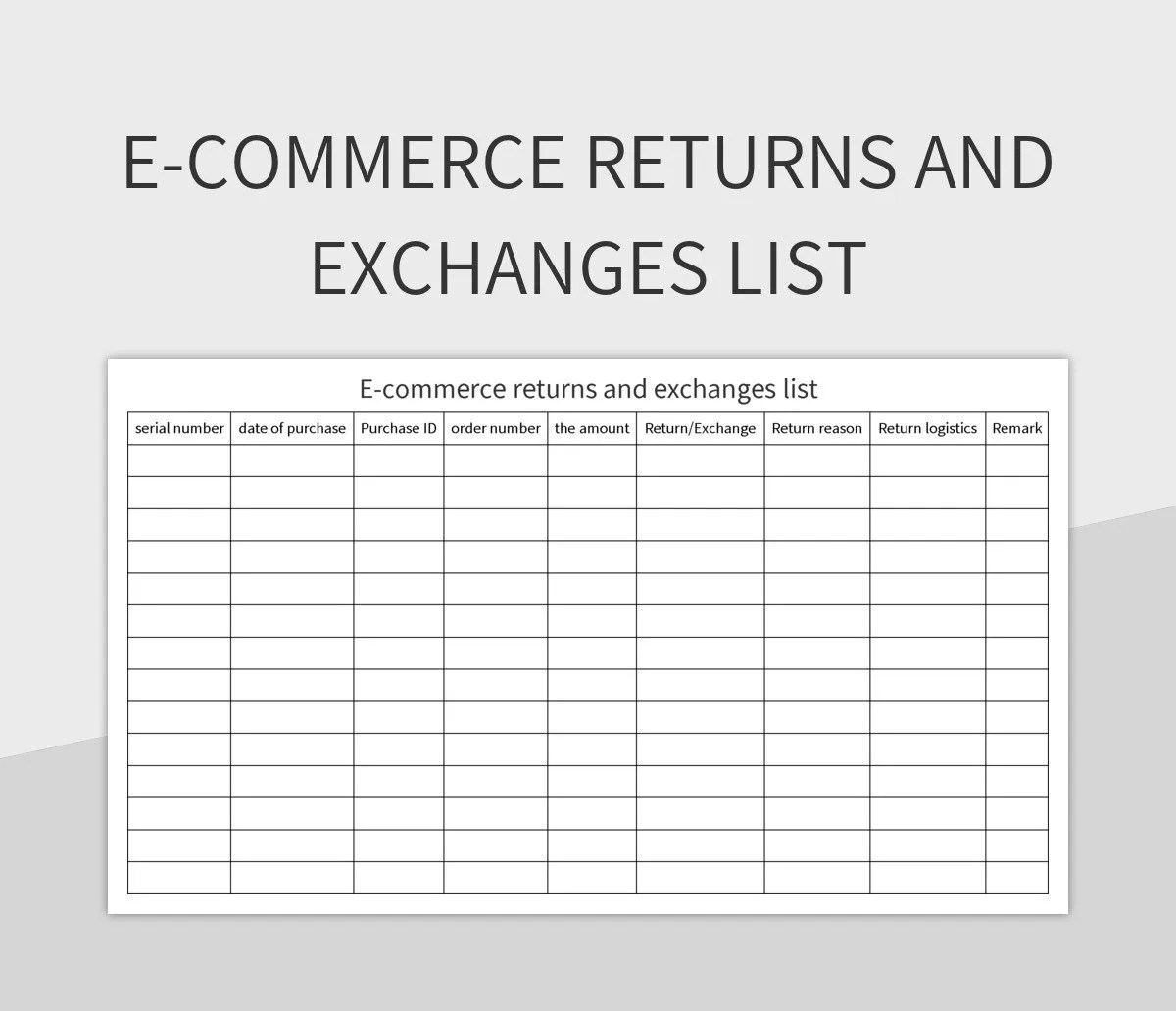Returns And Exchanges List Excel Template And Google Sheets