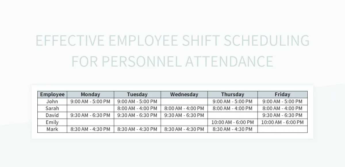Free Employee Shift Schedule Templates For Google Sheets And Microsoft