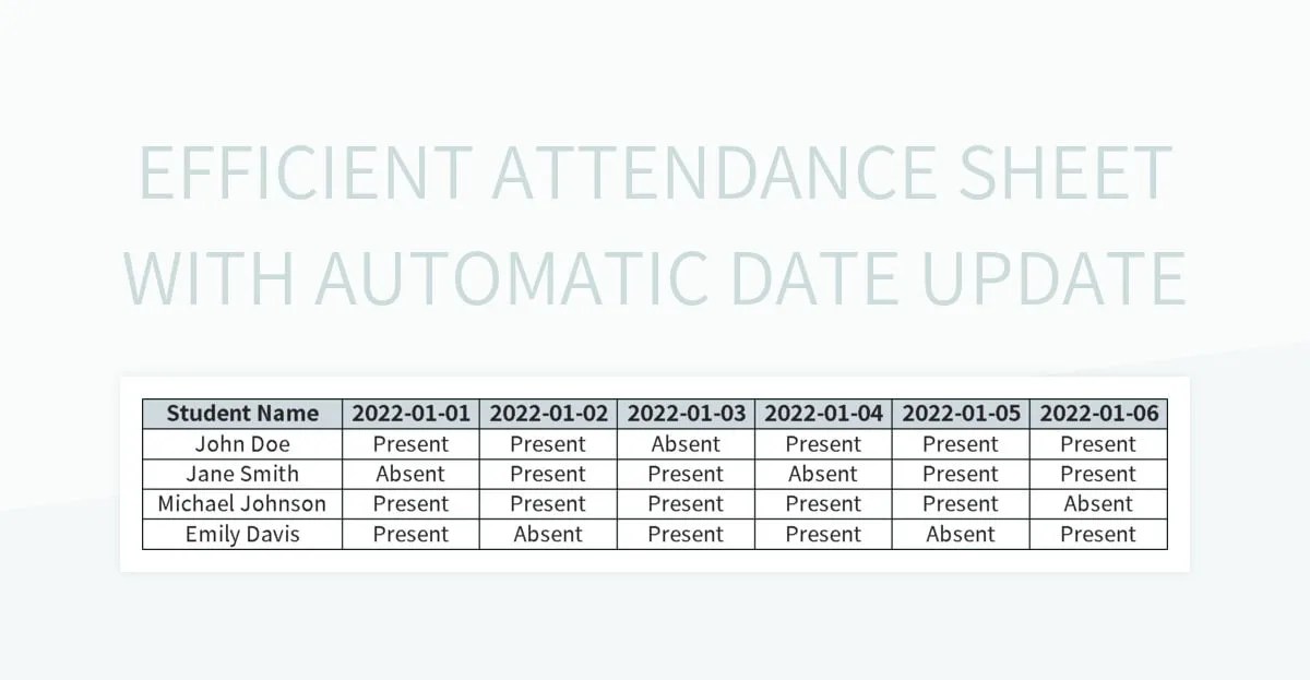 Efficient Attendance Sheet With Automatic Date Update Excel Template