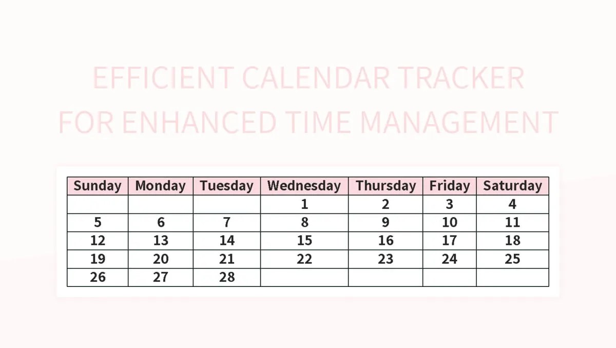 Efficient Calendar Tracker For Enhanced Time Management Excel Template And Google Sheets File